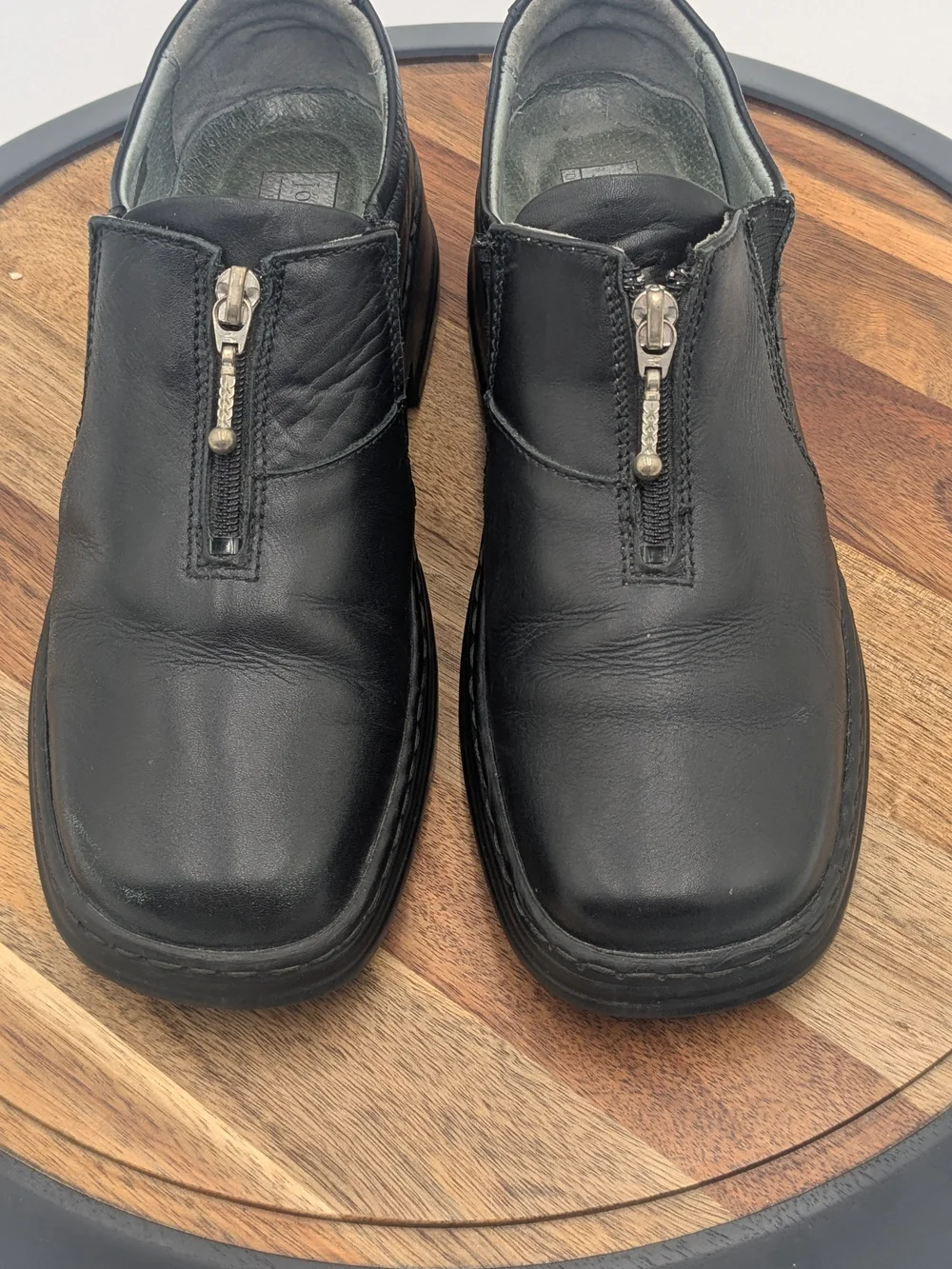 Josef Seibel Black Leather Front Zip Comfort Shoes Size 40